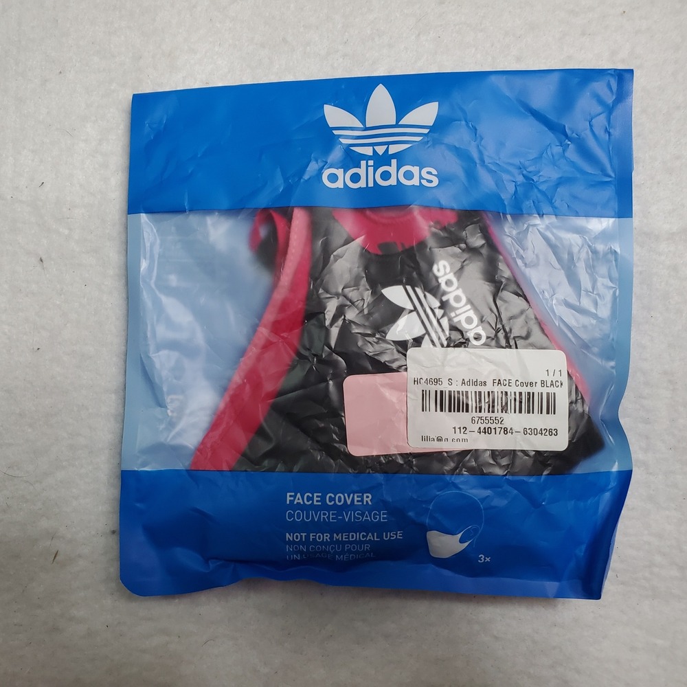 Adidas Unisex Face Cover Black Pink 3 Pack Small HC4695